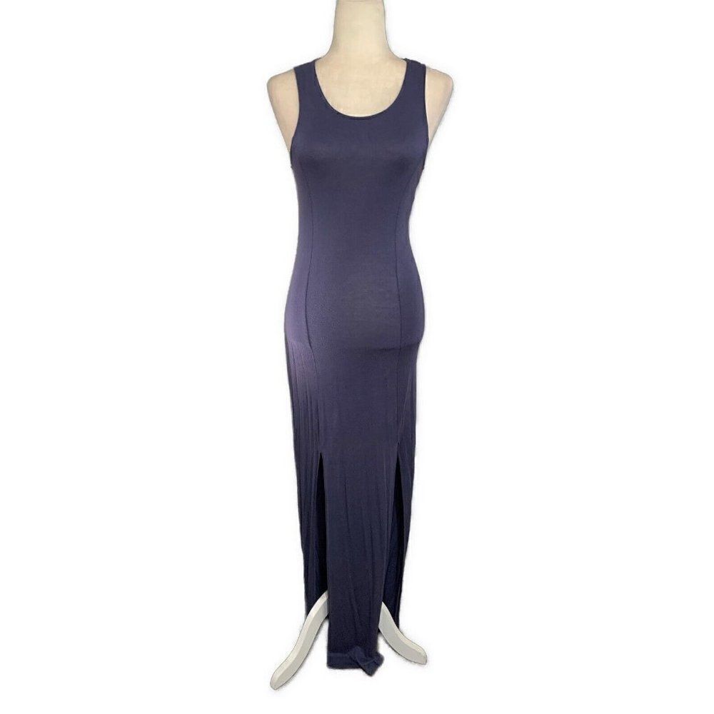 bcbgeneration Bcbg Solid Blue Smoke Scoop Neck Tank Long Maxi Dress Xs